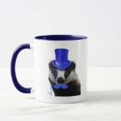 Badger met Blue Top Hat en Mustache Mok (Links)