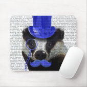Badger met Blue Top Hat en Mustache Muismat (Met muis)