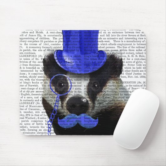 Badger met Blue Top Hat en Mustache Muismat (Met muis)