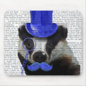 Badger met Blue Top Hat en Mustache Muismat (Voorkant)
