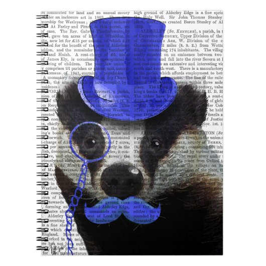 Badger met Blue Top Hat en Mustache Notitieboek (Voorkant)