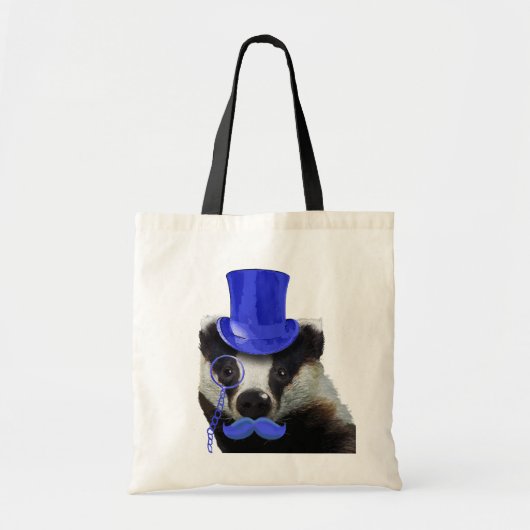 Badger met Blue Top Hat en Mustache Tote Bag (Voorkant)