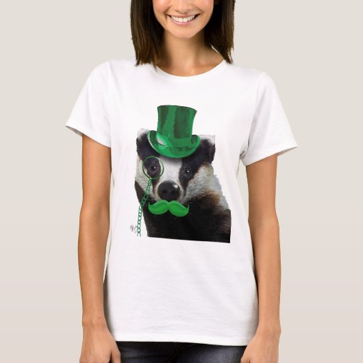 Badger met Green Top Hat en Mustache (Voorkant)