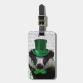 Badger met Green Top Hat en Mustache Bagagelabel (Voorkant verticaal)