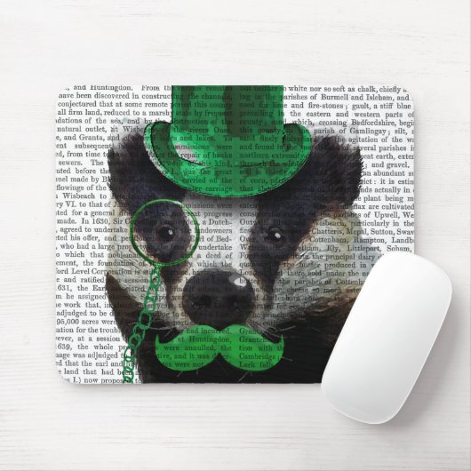 Badger met Green Top Hat en Mustache Muismat (Met muis)