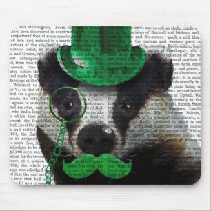 Badger met Green Top Hat en Mustache Muismat