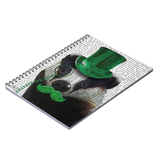 Badger met Green Top Hat en Mustache Notitieboek (Linkerzijde)