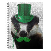 Badger met Green Top Hat en Mustache Notitieboek (Voorkant)