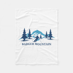 Badger Mountain Washington Ski Resort Skiër Fleece Deken
