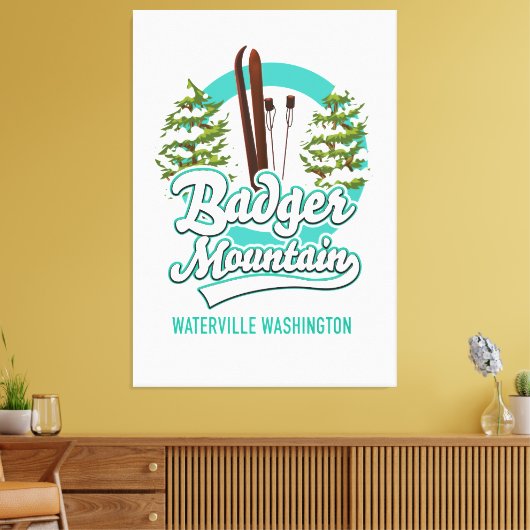Badger Mountain Waterville Washington Ski logo Canvas Afdruk (Insitu (Woonkamer))