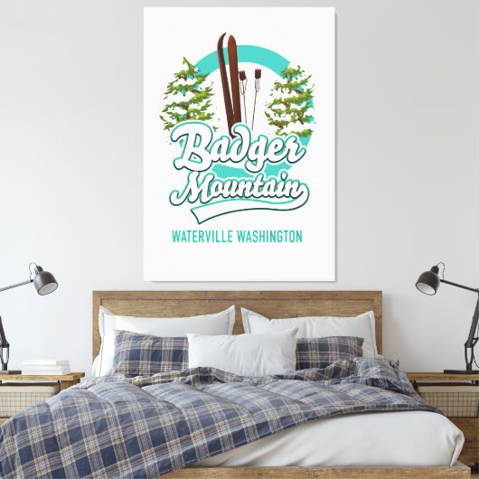 Badger Mountain Waterville Washington Ski logo Canvas Afdruk (Insitu (Slaapkamer))