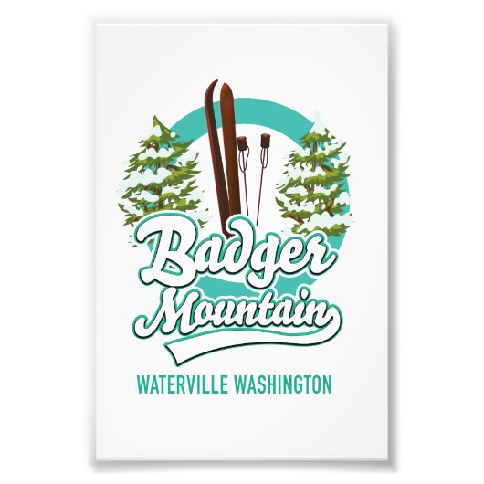 Badger Mountain Waterville Washington Ski logo Foto Afdruk (Voorkant)