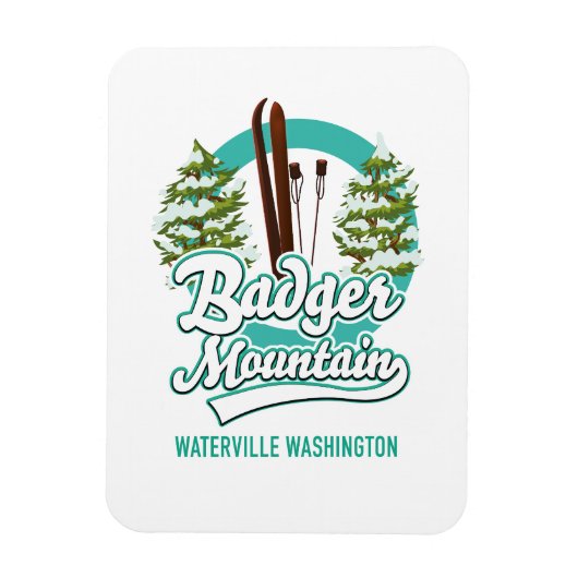 Badger Mountain Waterville Washington Ski logo Magneet (Verticaal)