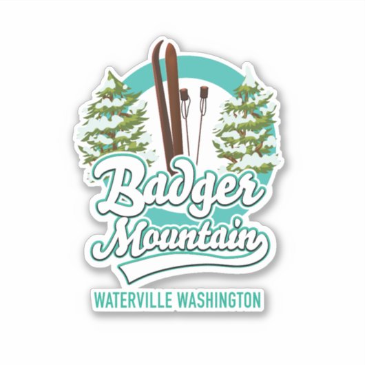 Badger Mountain Waterville Washington Ski logo Sticker (Voorkant)