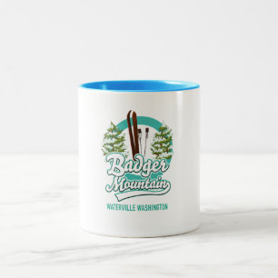 Badger Mountain Waterville Washington Ski logo Tweekleurige Koffiemok