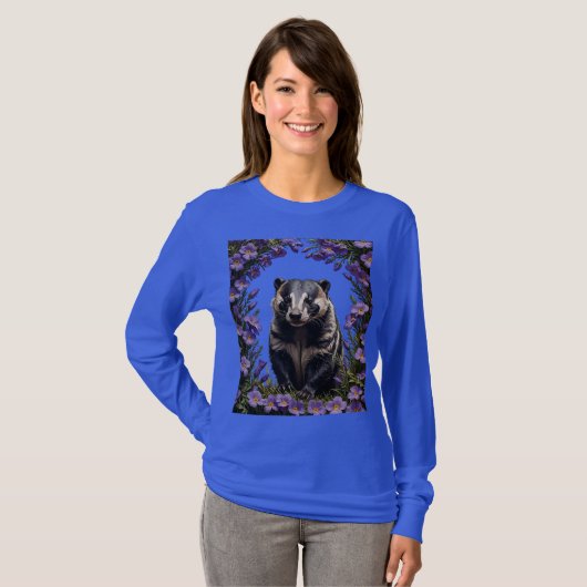 Badger omgeven door weide Violet T-shirt (Voorkant volledig)