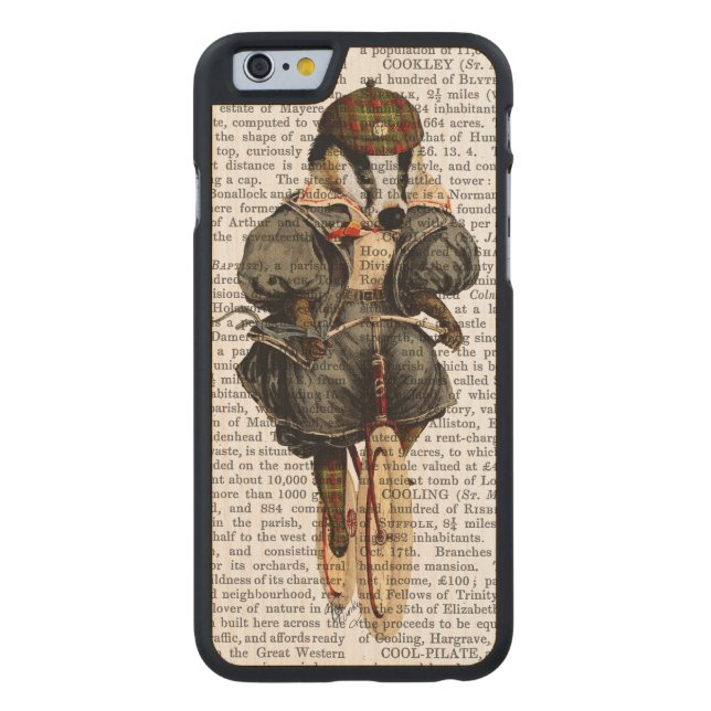 Badger op  fiets carved wood iPhone hoesje (Achterkant)