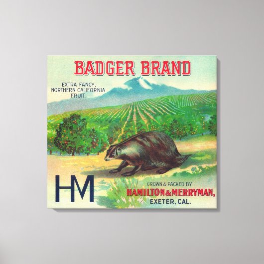 Badger Oranje LabelExeter, CA Canvas Afdruk (Voorkant)