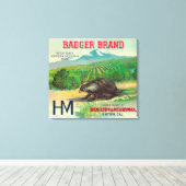 Badger Oranje LabelExeter, CA Canvas Afdruk (Insitu (Houten vloer))