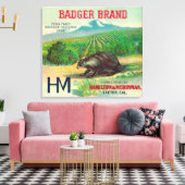 Badger Oranje LabelExeter, CA Canvas Afdruk (Insitu (Woonkamer))