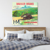 Badger Oranje LabelExeter, CA Canvas Afdruk (Insitu (Slaapkamer))