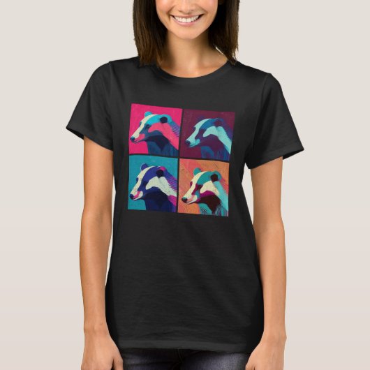 Badger Pop Illustration Colorful Animal Women Men  T-shirt (Voorkant)