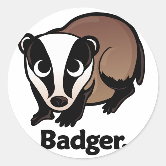 Badger. Ronde Sticker (Voorkant)