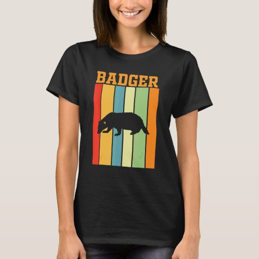 Badger Shadow Silhouette in Retro kleuren T-shirt (Voorkant)