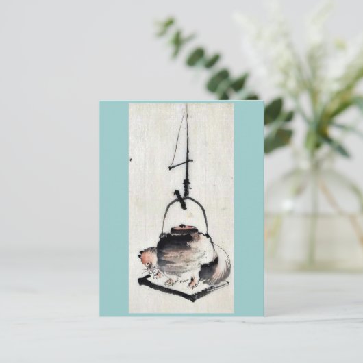 Badger tea kettle Ukiyoe Briefkaart (Staand voorkant)