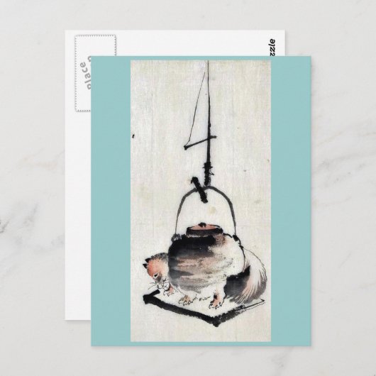 Badger tea kettle Ukiyoe Briefkaart (Voorkant / Achterkant)