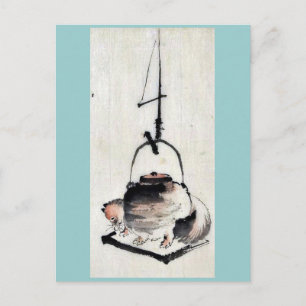 Badger tea kettle Ukiyoe Briefkaart