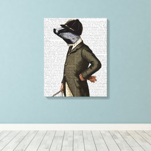 Badger The Rider Portrait Canvas Afdruk (Insitu (Houten vloer))