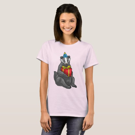 Badger verjaardagsfeest pet t-shirt (Voorkant volledig)