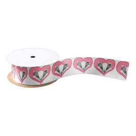 Badger Wild Animal Heart Pink Cute Love Funny Satijnen Lint