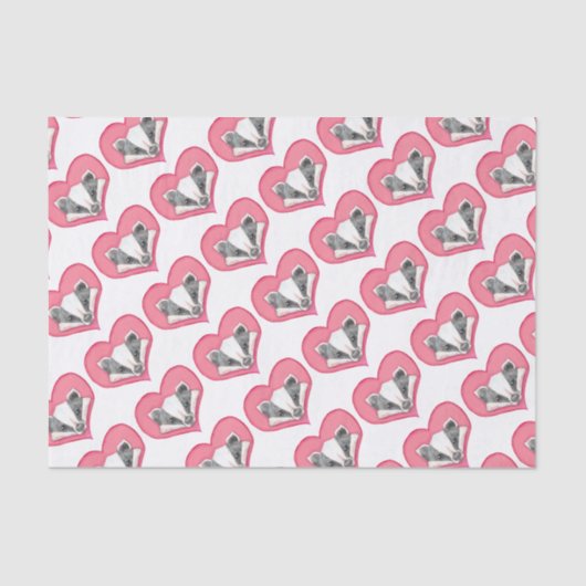 Badger Wild Animal Heart Pink Cute Love Funny Tissuepapier (Voorkant)