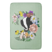 Badger Wild. Paddenstoelen Bloemen Groen Badmat (Voorkant Verticaal)