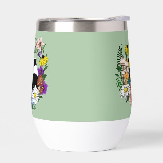 Badger wilde bloemen champignons groen (Links)