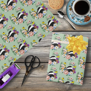 Badger Wilde Bloemen Paddenstoelen Groen Cadeaupapier