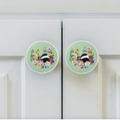 Badger Wilde Bloemen Paddenstoelen Groen Keramische Knop