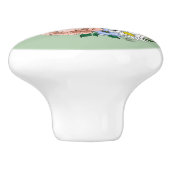 Badger Wilde Bloemen Paddenstoelen Groen Keramische Knop (Zijkant)