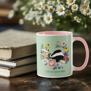 Badger Wilde Bloemen Paddenstoelen Groen Mok