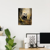 Badger Woodland Animal Art Print Poster (Thuiskantoor)