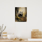 Badger Woodland Animal Art Print Poster (Keuken)