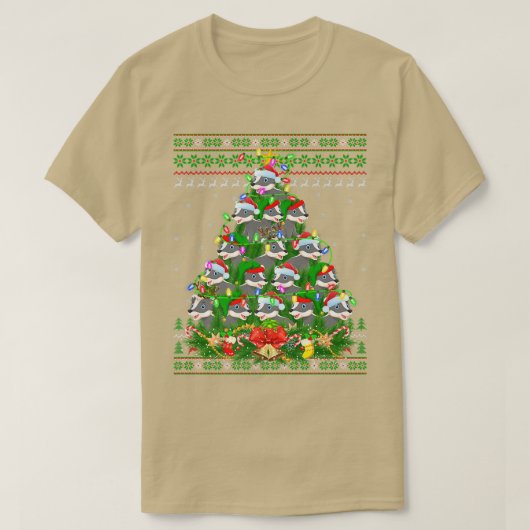 Badger Xmas Lighting Tree Santa Badger Ugly Christ T-shirt (Design voorkant)