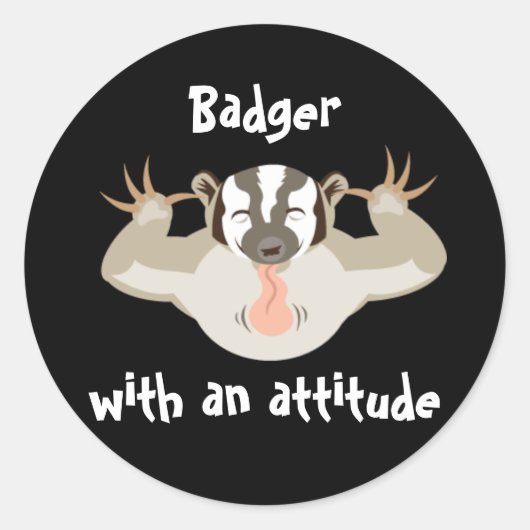 Badgering Badger_Badger met een houding Ronde Sticker (Voorkant)