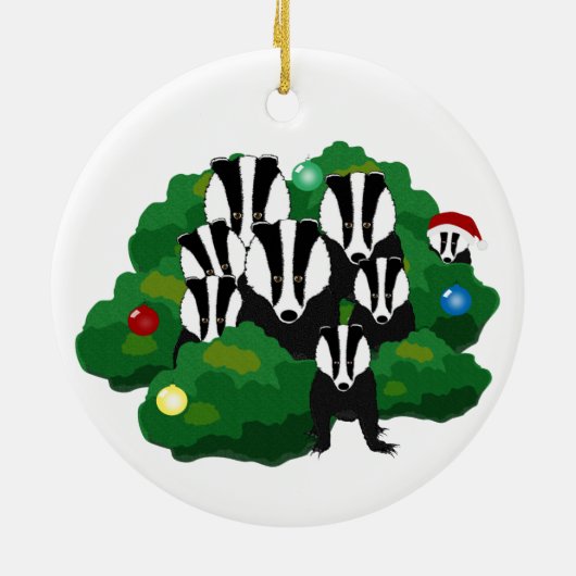 Badgers kerstversiering keramisch ornament (Achterkant)
