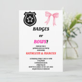 Badges of Bows Geslacht onthulling uitnodiging (Staand voorkant)