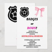Badges of Bows Geslacht onthulling uitnodiging (Voorkant / Achterkant)