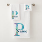 Badgeset met monogram Letter P Bad Handdoek (Insitu)