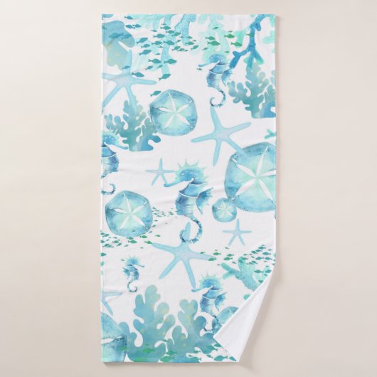 Badhanddoek Blauwgroen Blue Seahorse Sanddollar Se (Badhanddoek)